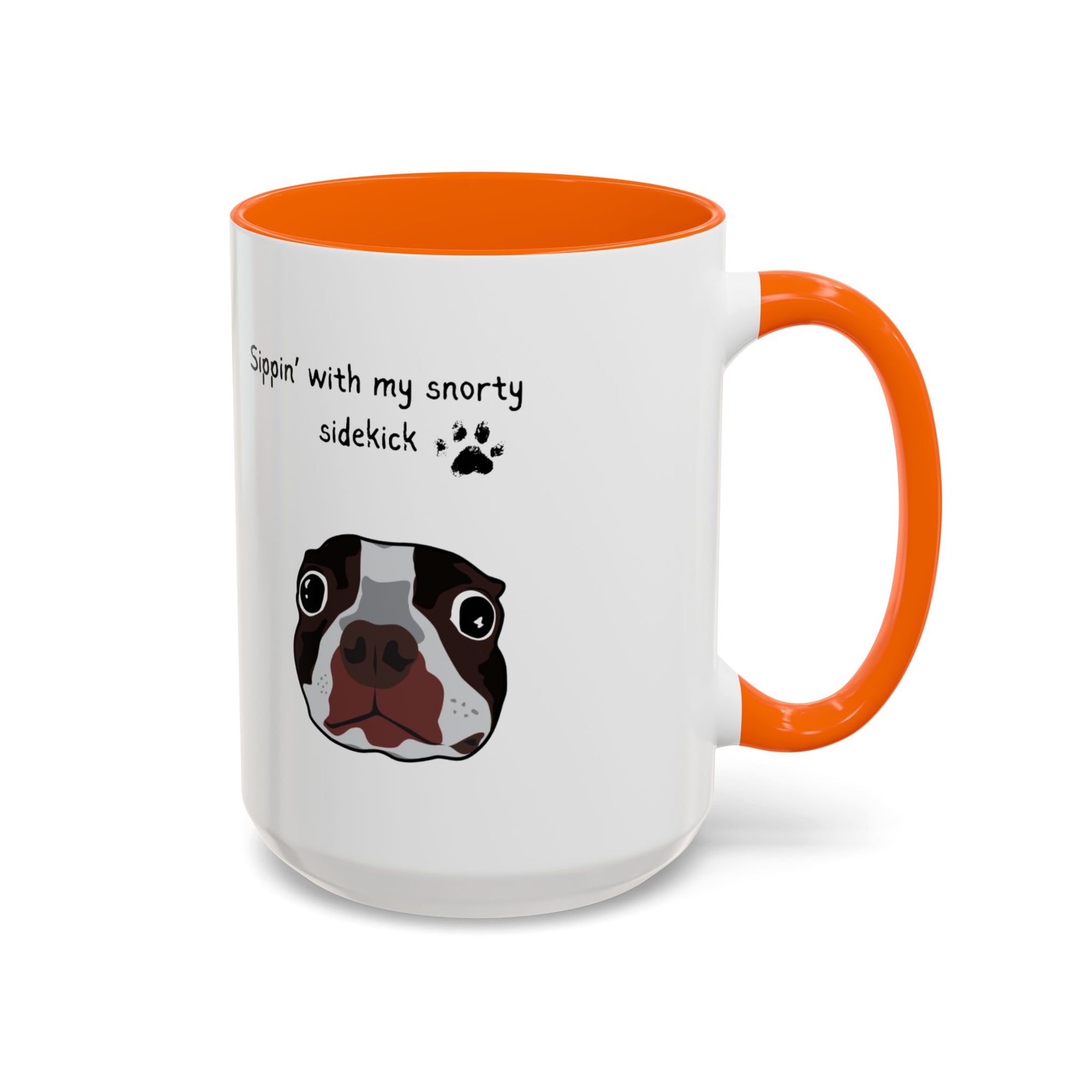 Snorty Dog Lover's Mug | Sippin' with My Snorty Sidekick | Pet Owner Gift | Cute Coffee Mugs | 11oz 15oz Black Accent Cups