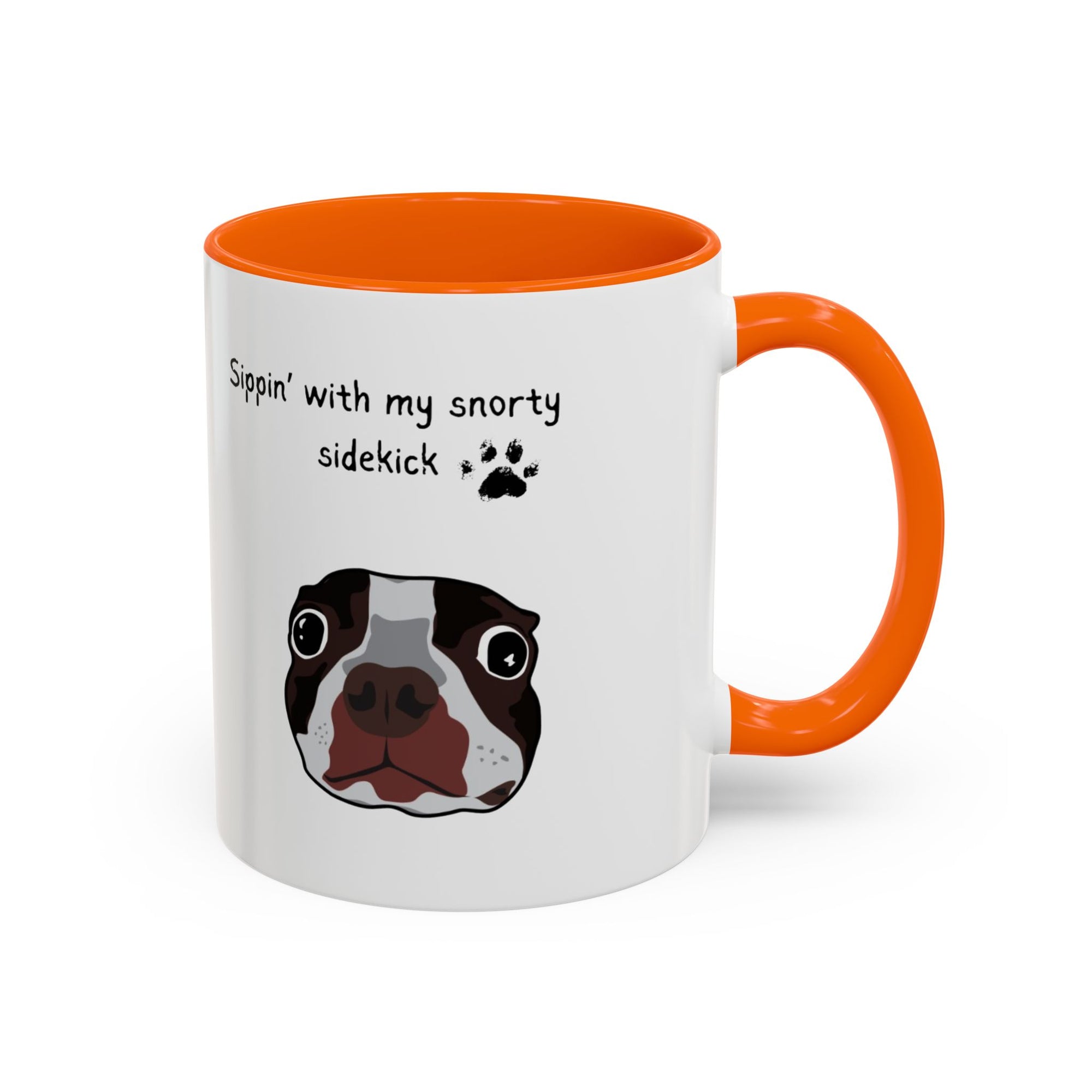 Snorty Dog Lover's Mug | Sippin' with My Snorty Sidekick | Pet Owner Gift | Cute Coffee Mugs | 11oz 15oz Black Accent Cups