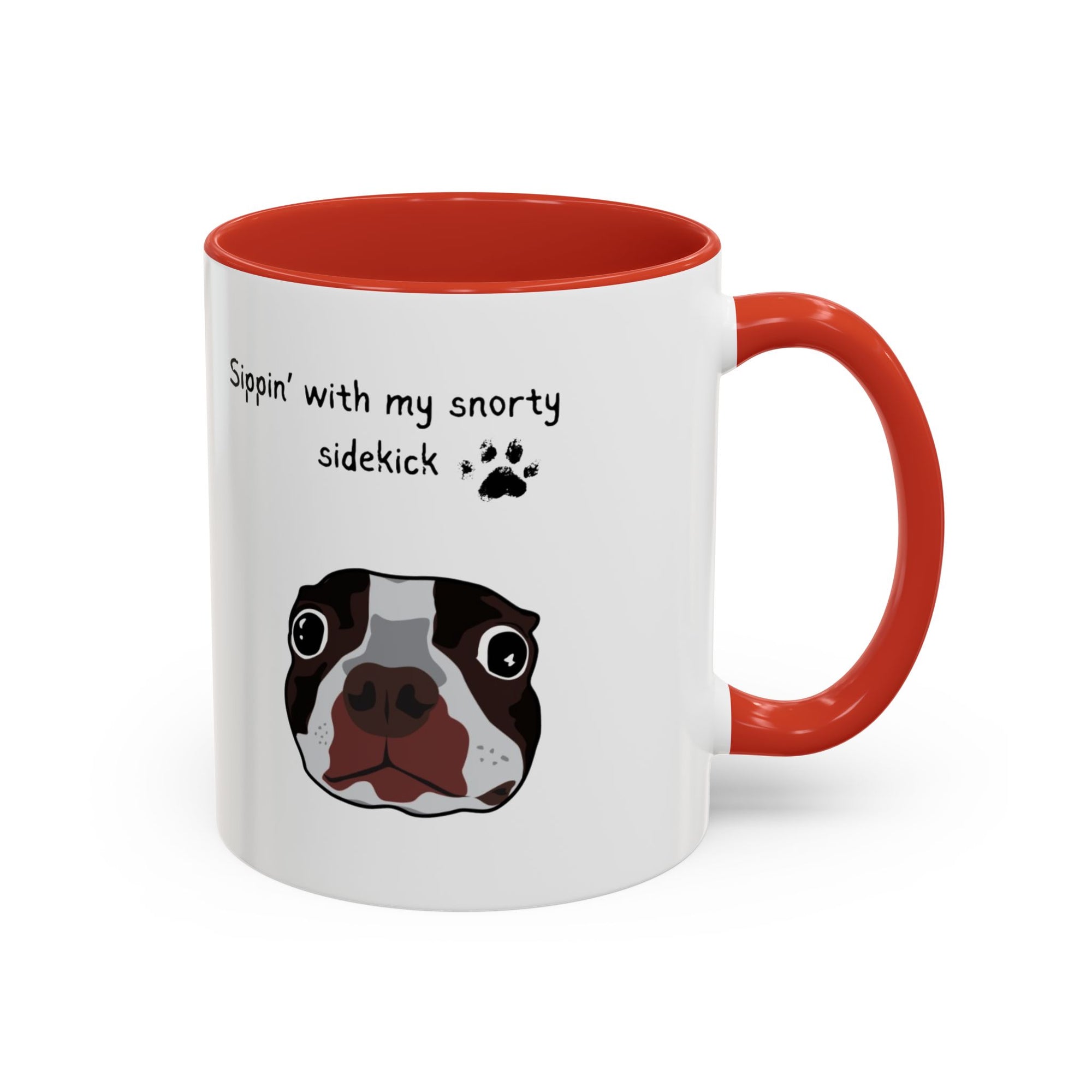 Snorty Dog Lover's Mug | Sippin' with My Snorty Sidekick | Pet Owner Gift | Cute Coffee Mugs | 11oz 15oz Black Accent Cups
