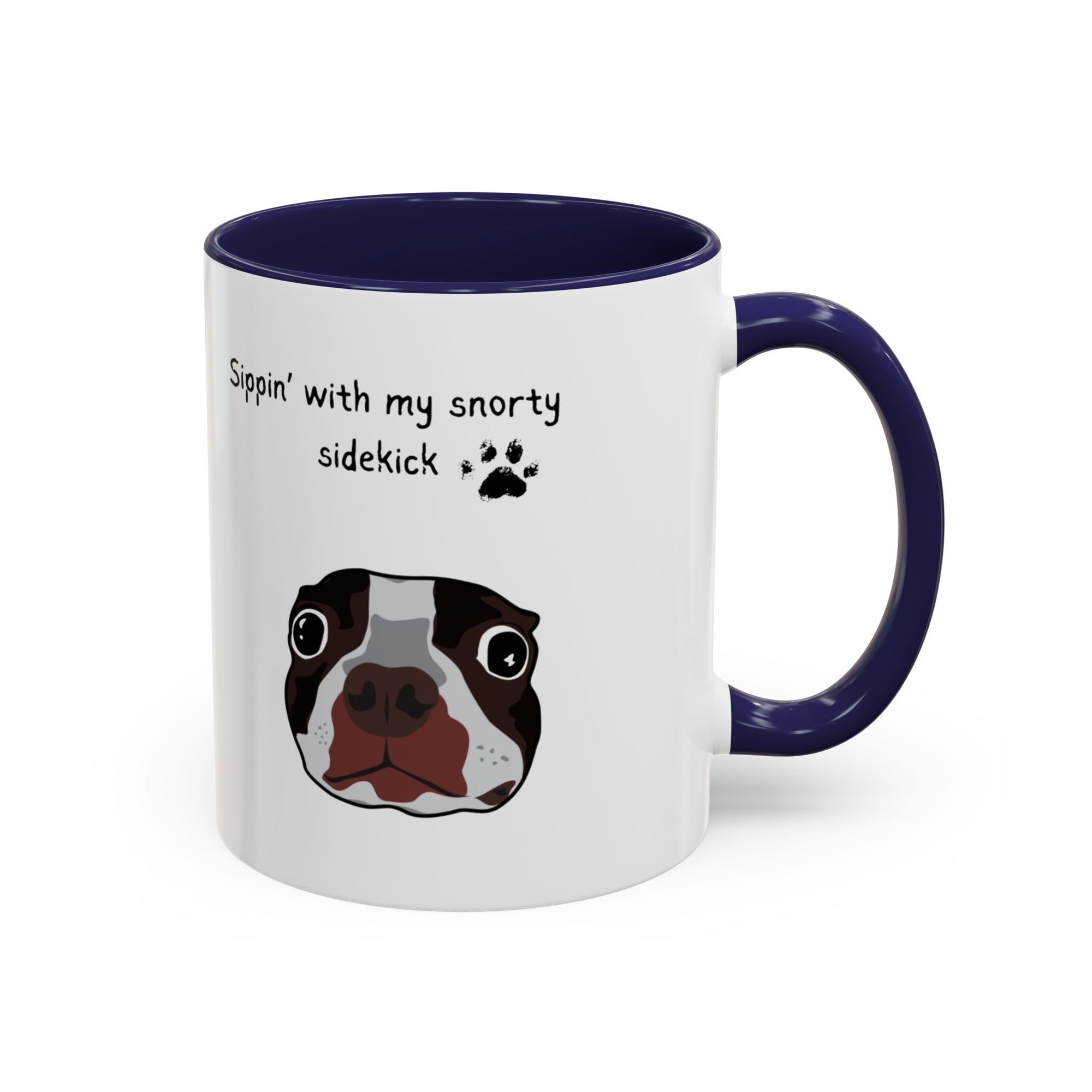Snorty Dog Lover's Mug | Sippin' with My Snorty Sidekick | Pet Owner Gift | Cute Coffee Mugs | 11oz 15oz Black Accent Cups