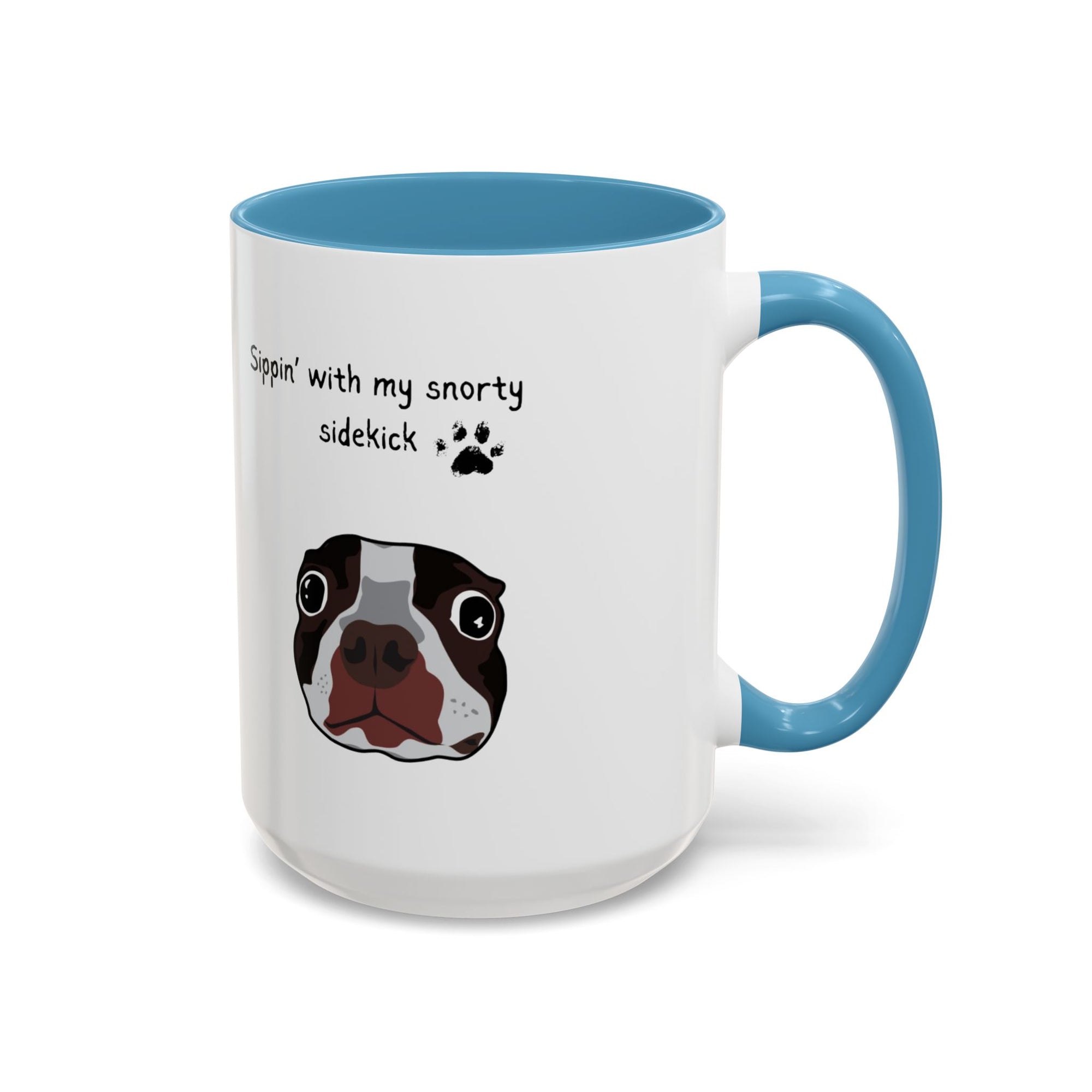 Snorty Dog Lover's Mug | Sippin' with My Snorty Sidekick | Pet Owner Gift | Cute Coffee Mugs | 11oz 15oz Black Accent Cups