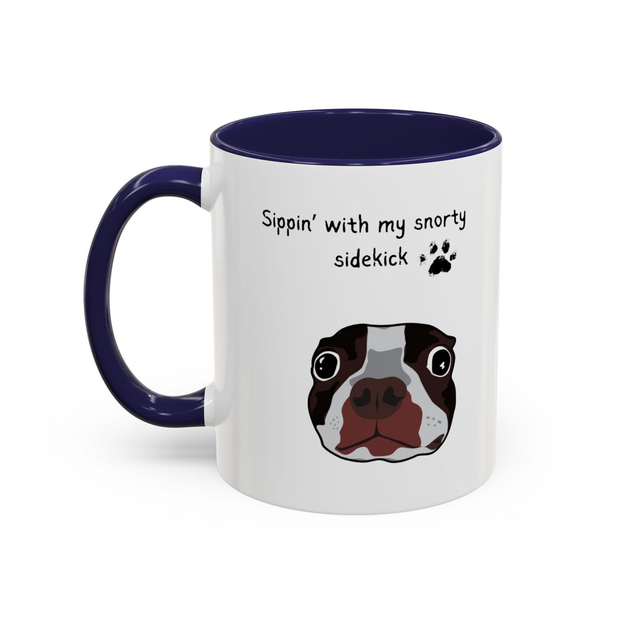 Snorty Dog Lover's Mug | Sippin' with My Snorty Sidekick | Pet Owner Gift | Cute Coffee Mugs | 11oz 15oz Black Accent Cups