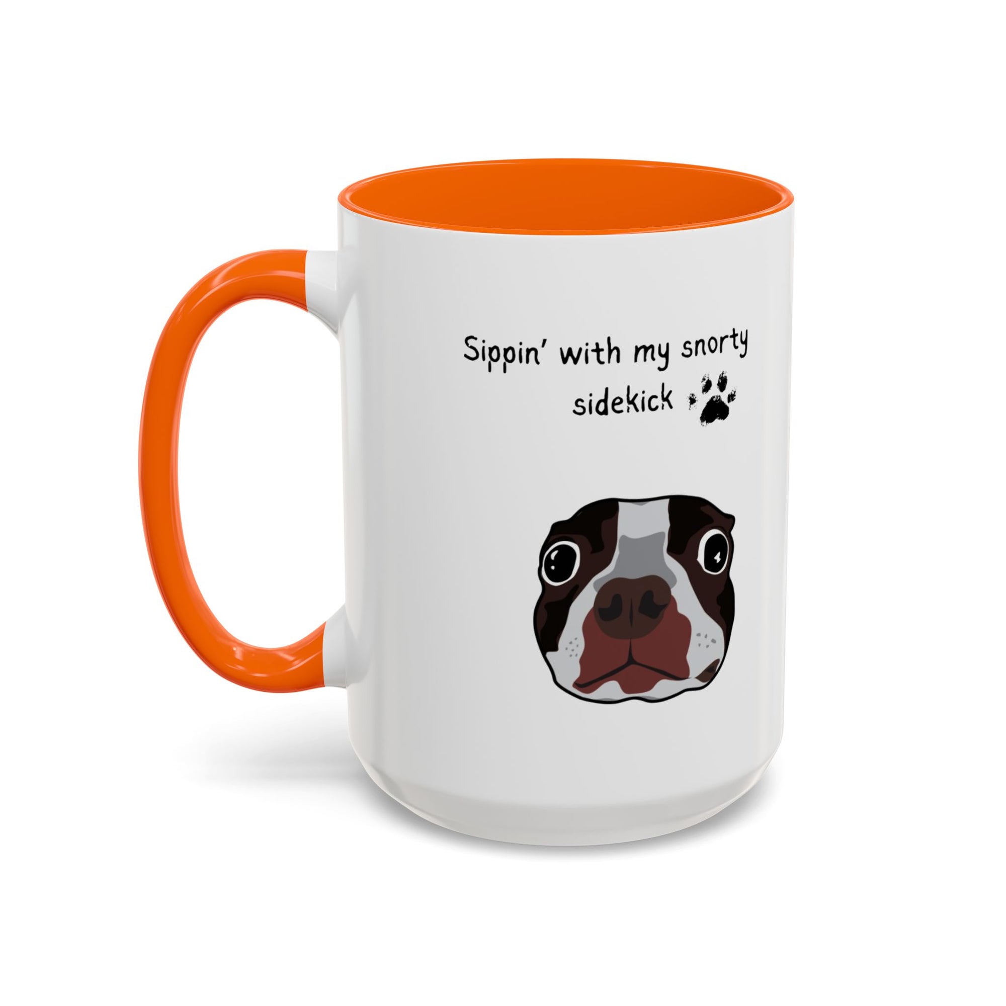 Snorty Dog Lover's Mug | Sippin' with My Snorty Sidekick | Pet Owner Gift | Cute Coffee Mugs | 11oz 15oz Black Accent Cups