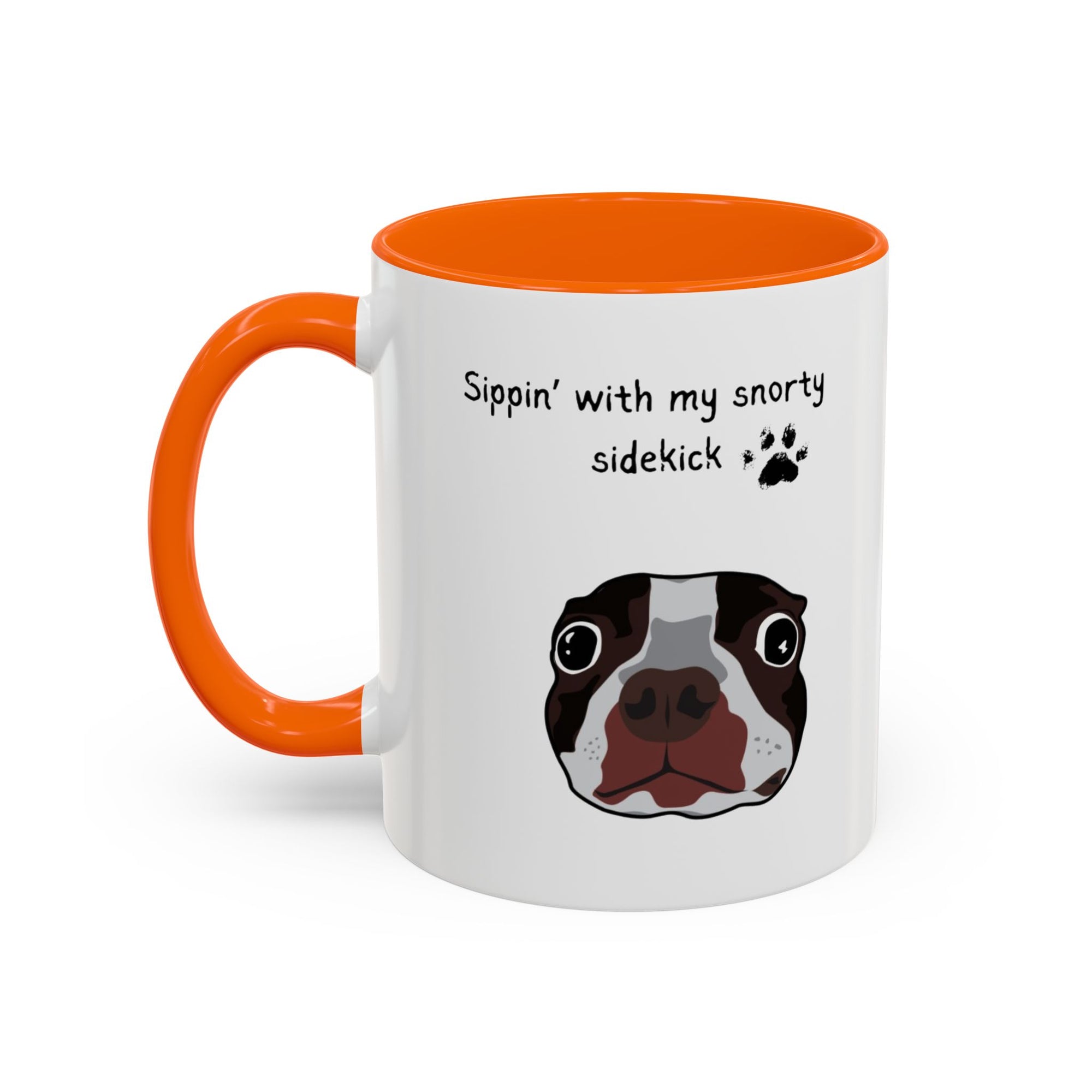 Snorty Dog Lover's Mug | Sippin' with My Snorty Sidekick | Pet Owner Gift | Cute Coffee Mugs | 11oz 15oz Black Accent Cups