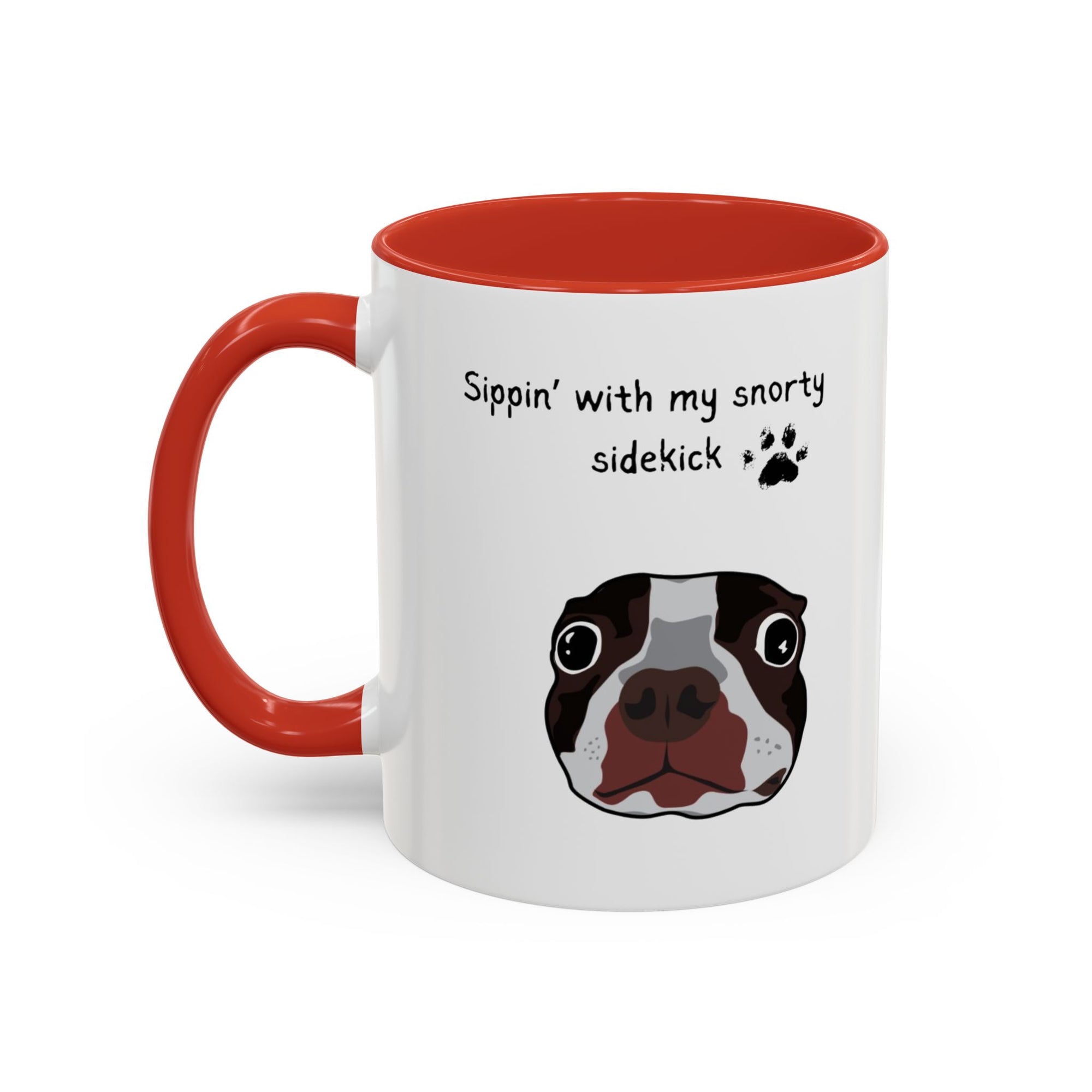 Snorty Dog Lover's Mug | Sippin' with My Snorty Sidekick | Pet Owner Gift | Cute Coffee Mugs | 11oz 15oz Black Accent Cups